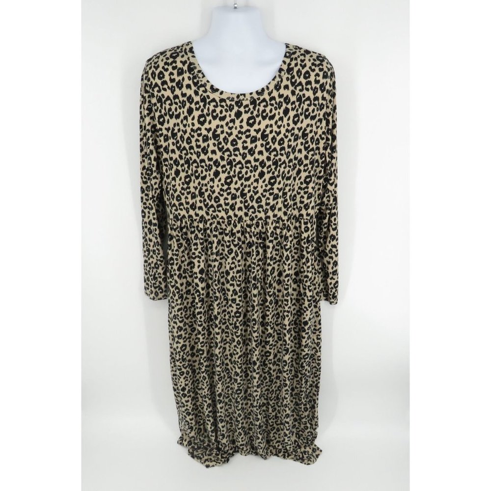 Women's Long Sleeve Loose Animal Print Maxi Dress 20W  NWOT